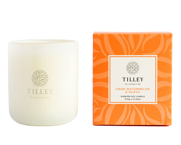 Tilley - NEW Classic White Crisp Watermelon & Guava 375g Scented Soy Candle