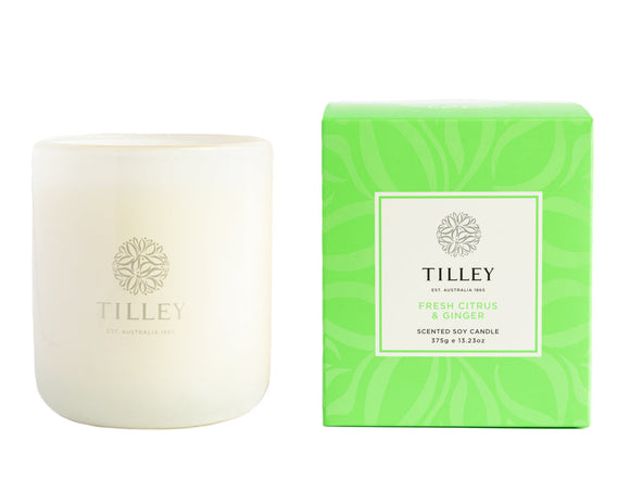 Tilley - NEW Classic White Fresh Citrus & Ginger 375g Scented Soy Candle