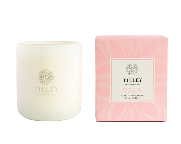Tilley - NEW Classic White Velvet Rose & Jasmine 375g Scented Soy Candle