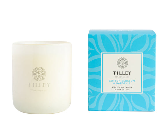 Tilley - NEW Classic White Cotton Blossom & Gardenia 375g Scented Soy Candle