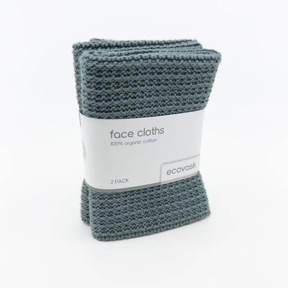 Organic Cotton Face Cloth - 2 Pack - Sea Foam