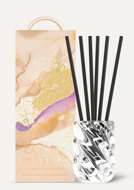 The Aromatherapy Co - Festive Favours Sticks & Holder - Caramel Hazelnut