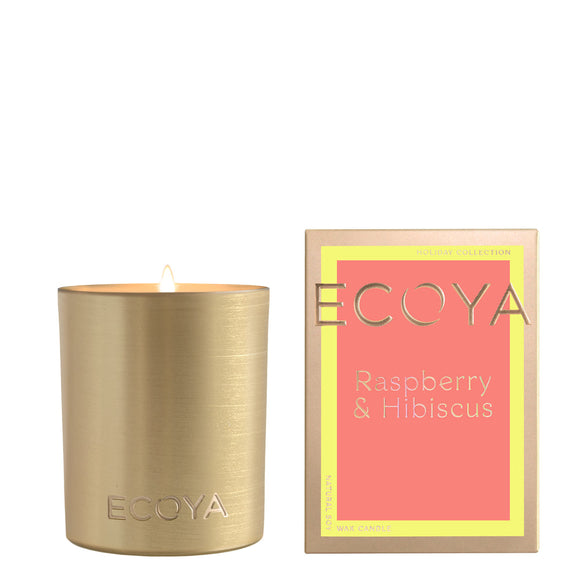 Ecoya - Raspberry & Hibiscus Goldie Candle Holiday Collection