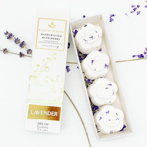 Earth Springs - Hand Crafted Bath Bombs - Lavender x 4 Pack