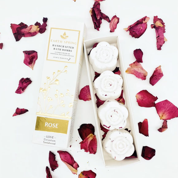 Earth Springs - Hand Crafted Bath Bombs - Rose x 4 Pack