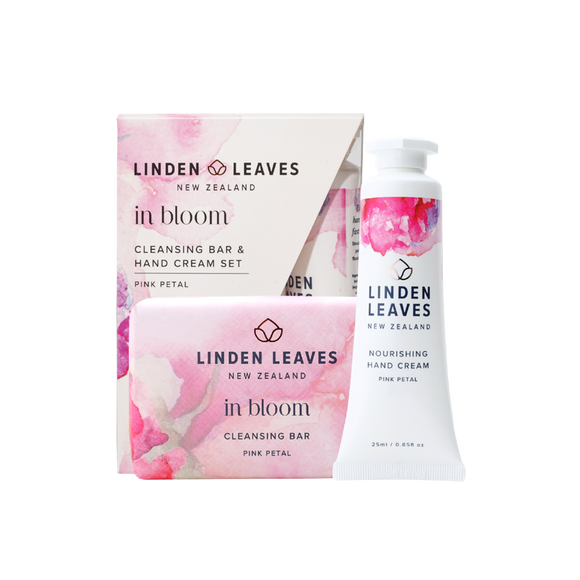 Linden Leaves - Pink Petal Hand Cream and Cleansing Bar Set