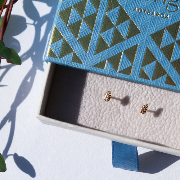 Little Taonga - Pōhutukawa Leaf Petite Studs - Gold