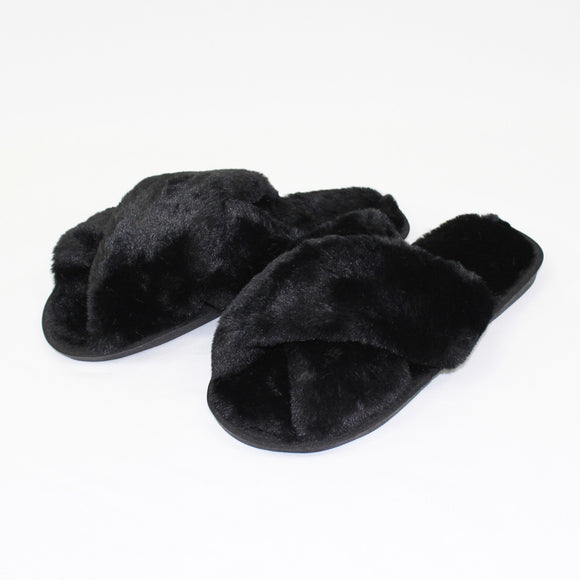 Slippers - Crossover Plush - Black - Size 38-39