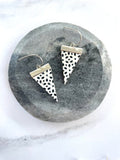 Odi Boutique - Leather Triangle Mosaic Earrings-Black and White