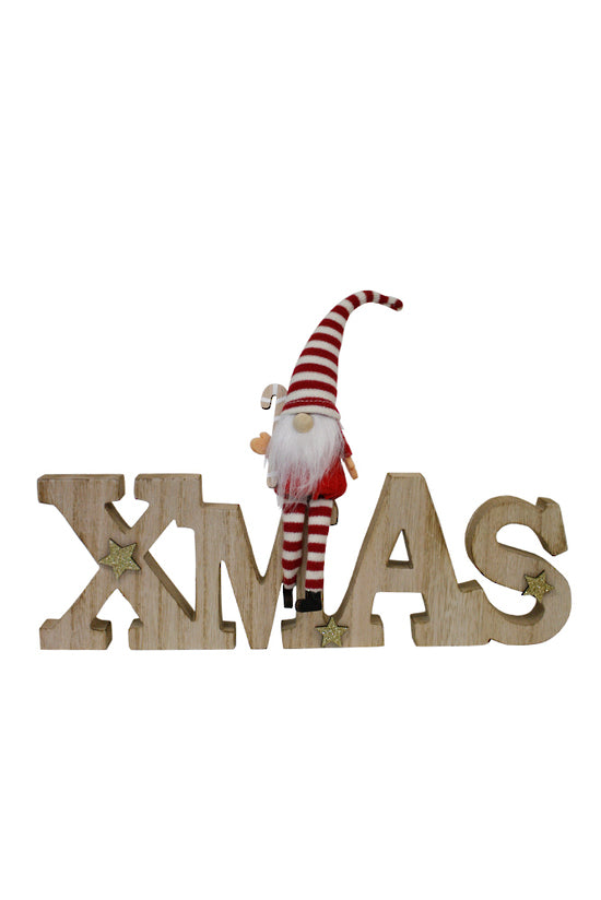 Christmas Sign - XMAS Wooden Sign with Gonk Santa