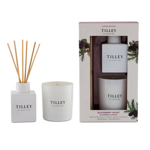 Tilley -BLACKBERRY VELVET CANDLE & REED GIFT SET